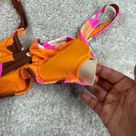 Aerie Floral Hi Cut Cheeky Bottom Scoop Top Swim Set Large NEW - Picture 7 of 10